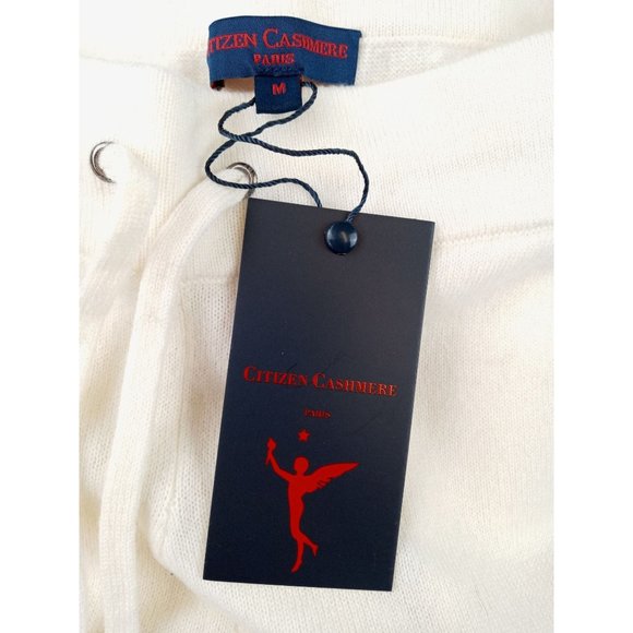 Citizen Cashmere Pants Cream New Women's Medium Lounge Drawstring Waist Paris - Picture 7 of 8